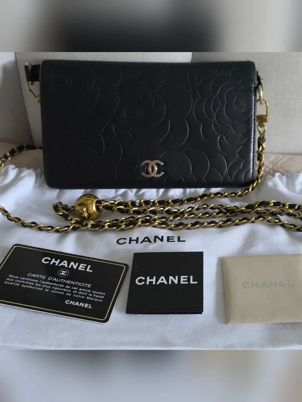 Authentic Chanel Long Clutch/Wallet Black Leather